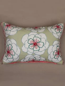 Alice Hand Embroidered Cushion Cover- Mint Green