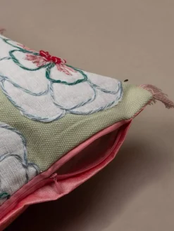 Alice Hand Embroidered Cushion Cover- Mint Green