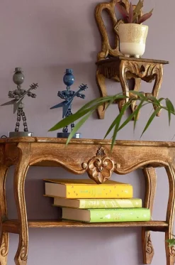 Alice Mini Table Handcrafted Wooden Wall Shelf