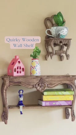 Alice Mini Table Handcrafted Wooden Wall Shelf