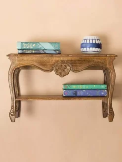 Alice Mini Table Handcrafted Wooden Wall Shelf