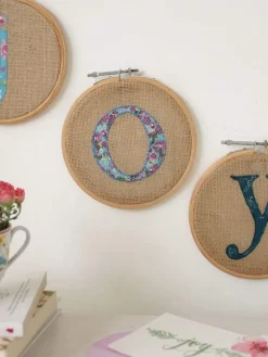 Alphabet Embroidery Hoop Wall Hanging