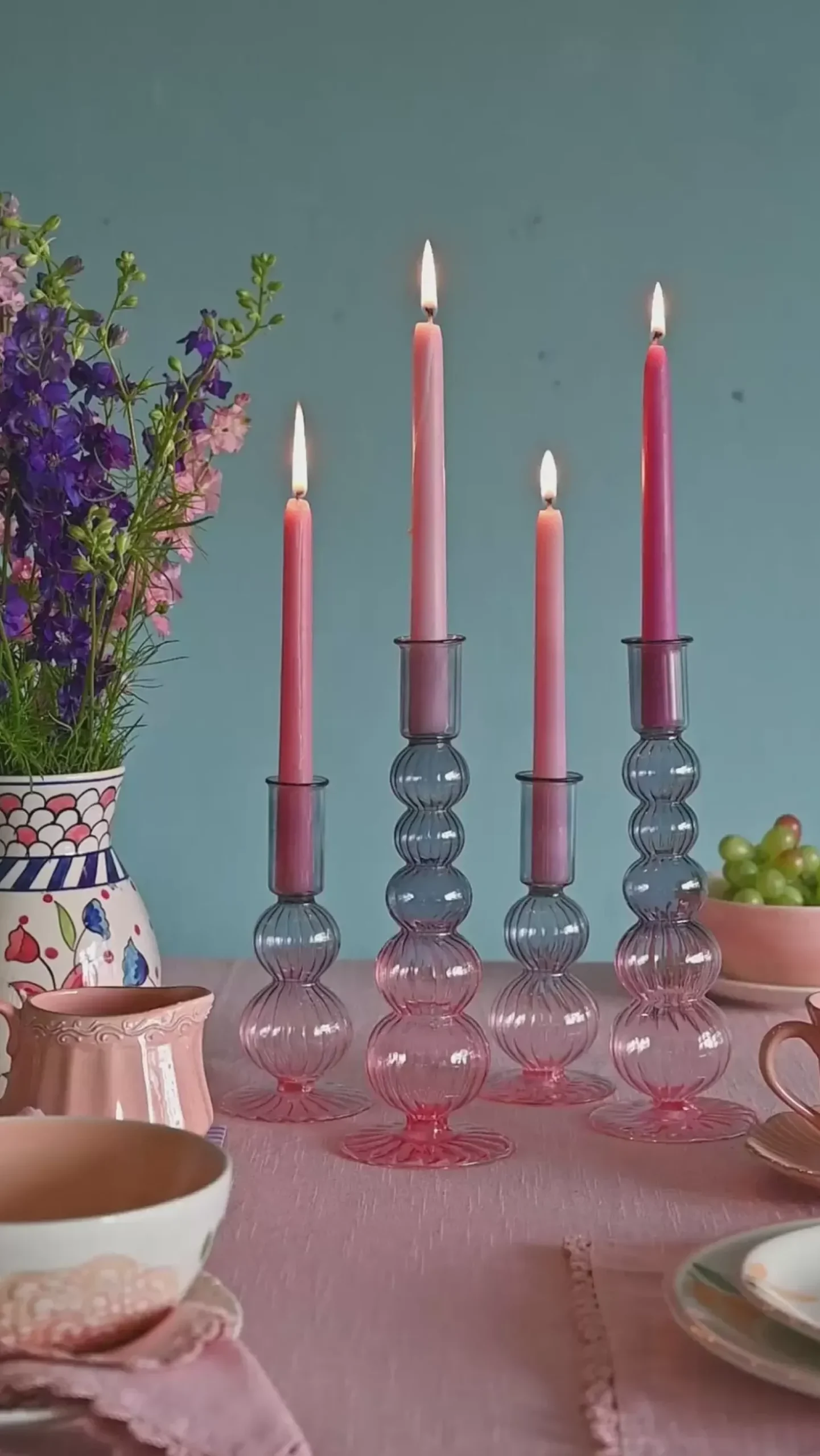 Amari Borosilicate Candle Holders - Set Of 2