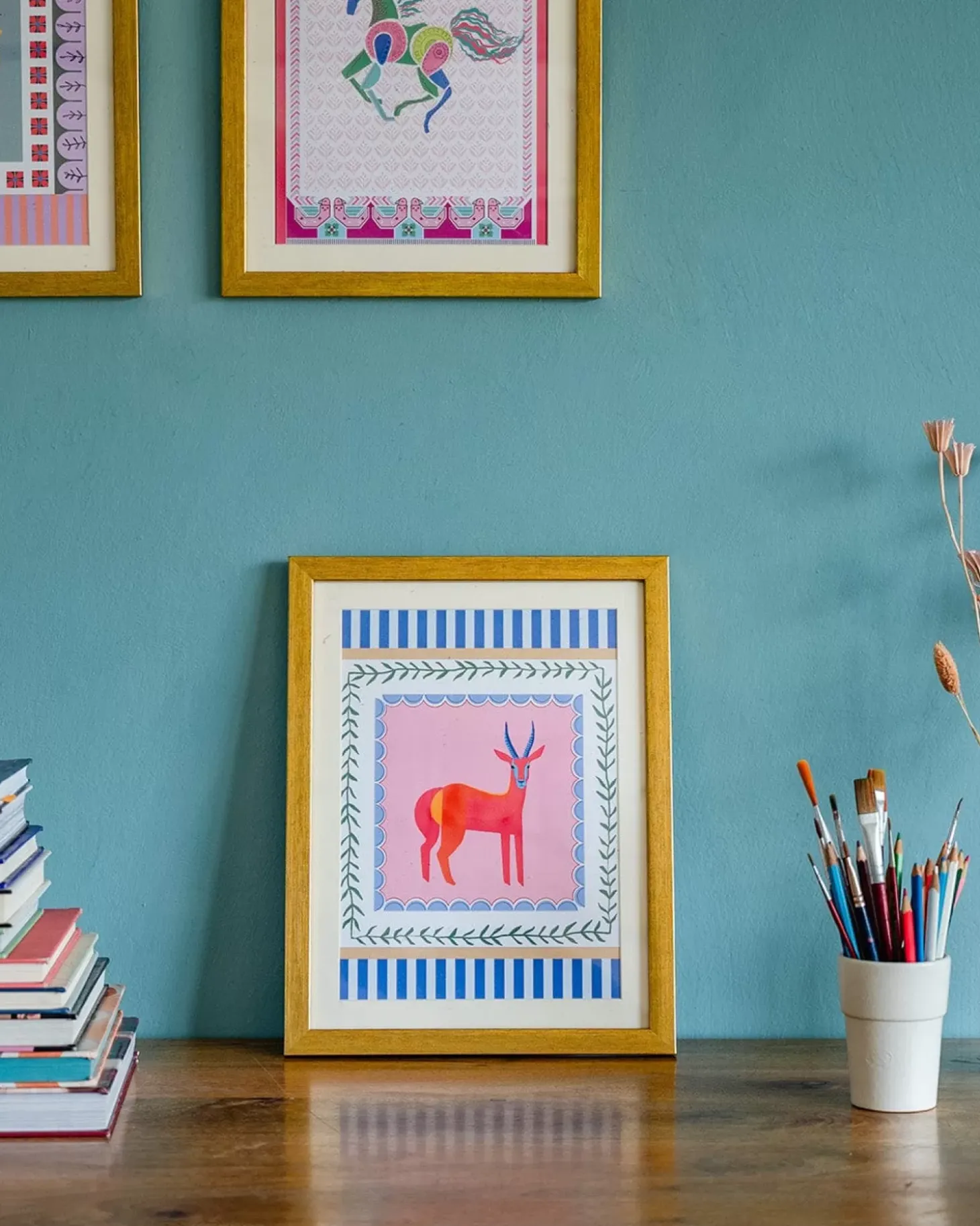 Antlers With Wooden Framing