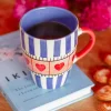 Blue Hearts Handpainted Ceramic Mug