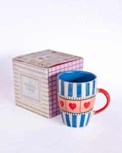 Blue Hearts Handpainted Ceramic Mug