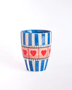 Blue Hearts Handpainted Ceramic Mug