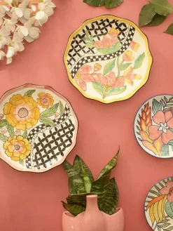 Checkered Pattern Wall Plates - Set Of 2