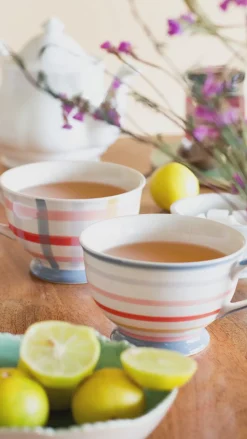 Checks & Stripes Handpainted Soup Bowls - Set Of 2