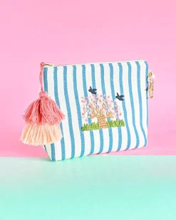 Cherry Blossom Dusk Embroidered Pouch