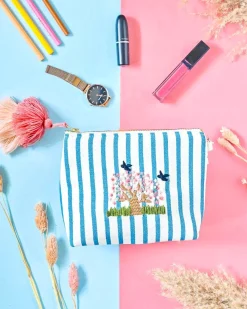 Cherry Blossom Dusk Embroidered Pouch