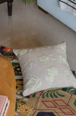 Dew Drops Embroidered Cushion Cover