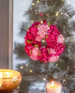 Dried Flowers Christmas Wreath - Plum