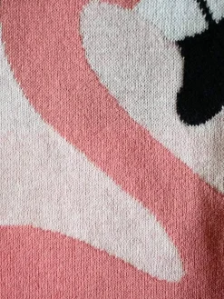 Flamingo Knitted Cotton Baby Blanket