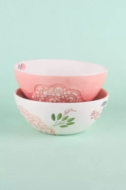 Floral Lace Handpainted Bowl - Set Of 2