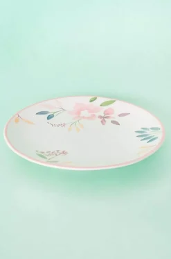 Floral Lace Handpainted Dinner Plates- Set Of 6 - 8 Inches