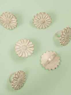 Flower Bloom Napkin Ring - Set Of 6