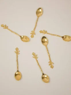 Flower Dessert Spoon Gold- Set Of 6