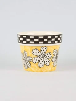 Gingham Planter - Yellow