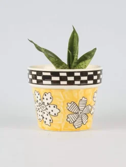 Gingham Planter - Yellow