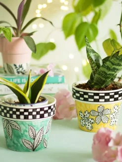 Gingham Planter - Yellow