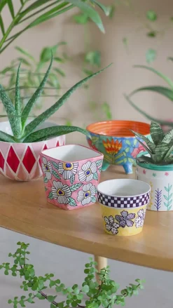 Gingham Planter - Yellow