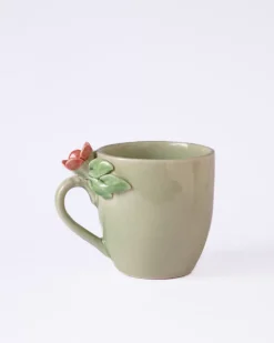 Handcrafted Petals Ceramic Mugs - Set Of 2