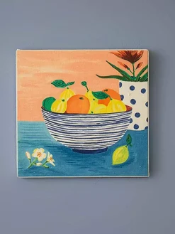 Handpainted Fruit Bowl Wall Art - Set Of 2
