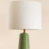 Helix Ceramic Lamp With Lampshade - Reactive Green
