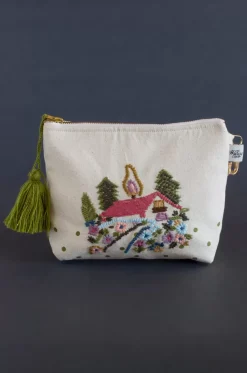 House On A Hill Embroidered Pouch