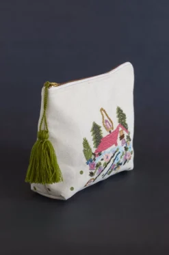 House On A Hill Embroidered Pouch