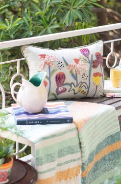 Iris Embroidered Cushion Cover