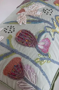 Iris Embroidered Cushion Cover