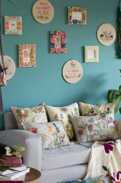 Iris Embroidered Cushion Cover