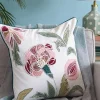 Jacobean Rose Embroidered Cushion Cover