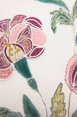 Jacobean Rose Embroidered Cushion Cover