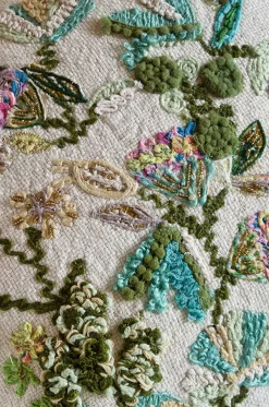 Jungle Green Embroidered Cushion Cover