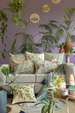 Jungle Green Embroidered Cushion Cover