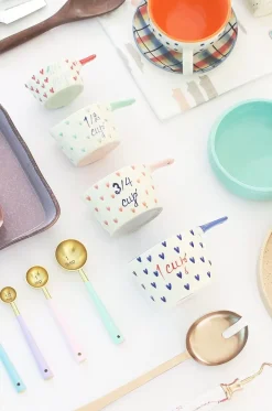 Little Hearts Measuring Cups -Set Of 4 - Handpainted Stoneware