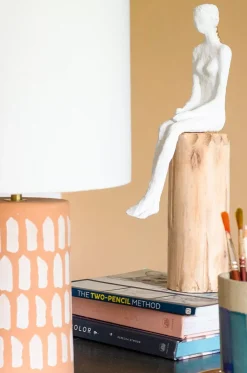 Lost In Thought Lady Wooden Decorative Accent