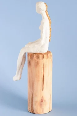 Lost In Thought Lady Wooden Decorative Accent