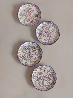 Magnolia Sky Handpainted Dessert Plates - Set Of 4