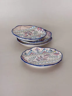 Magnolia Sky Handpainted Dessert Plates - Set Of 4