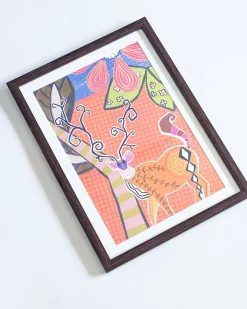 Modern Stag Sketch With Wooden Framing