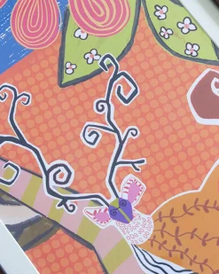 Modern Stag Sketch With Wooden Framing