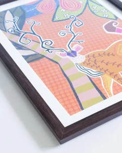 Modern Stag Sketch With Wooden Framing