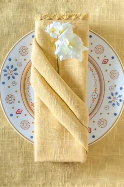 Mustard Hand Crochet Napkins - Set Of 6