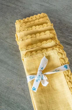 Mustard Hand Crochet Napkins - Set Of 6