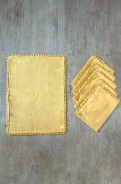 Mustard Hand Crochet Placemats - Set Of 6