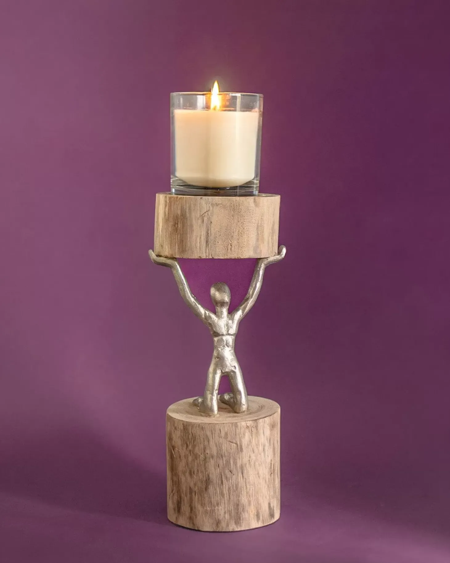 Orion- Wood Men Candle Stand - Medium